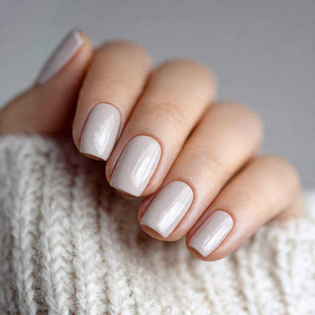solid soft ivory nail color with a