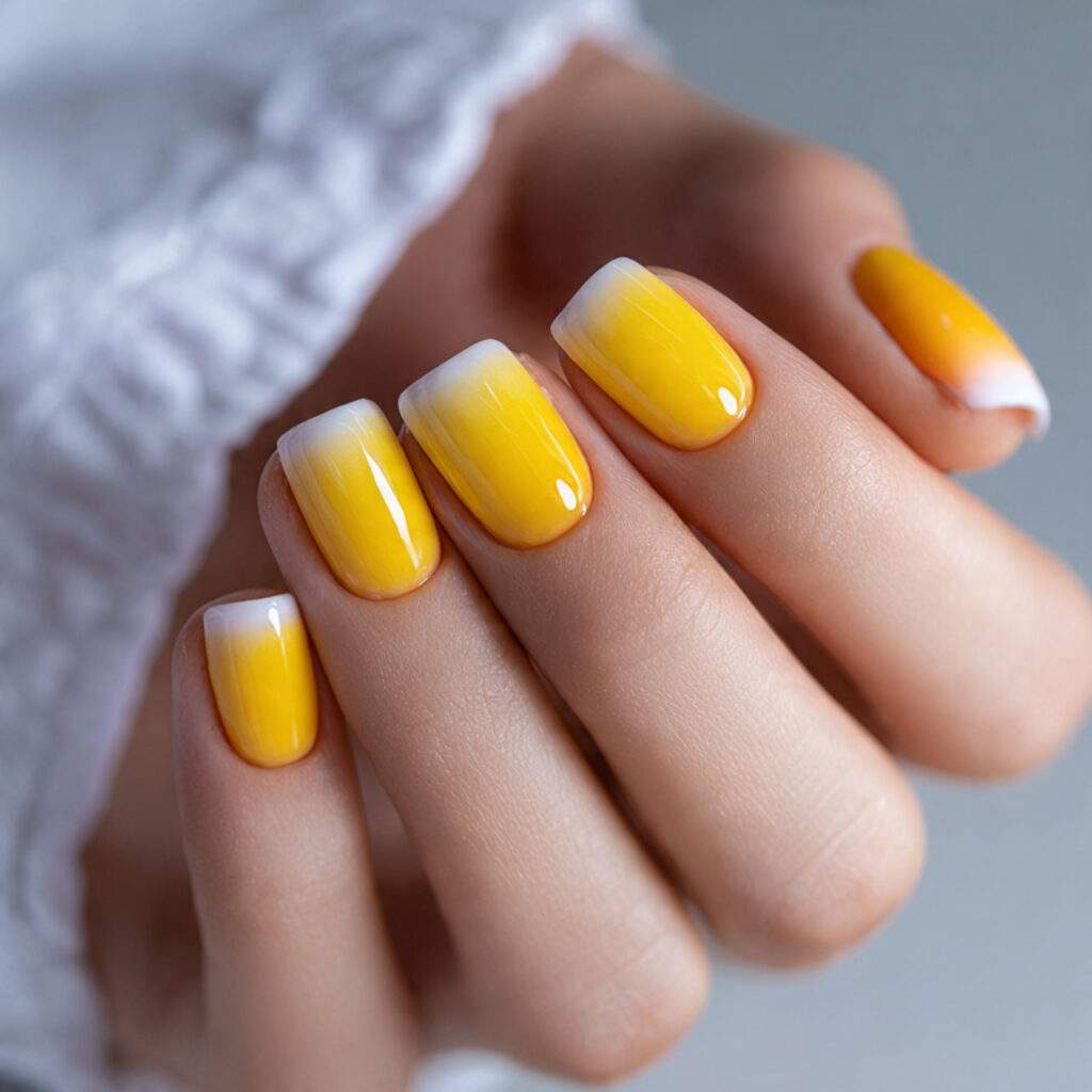 sunset yellow nails are cheerful and sunny