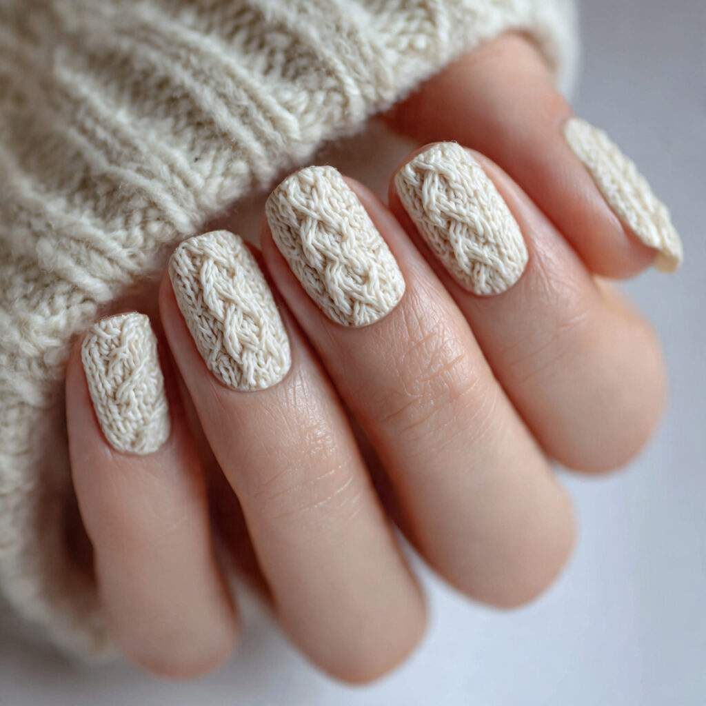sweater texture nails for a comfy knit