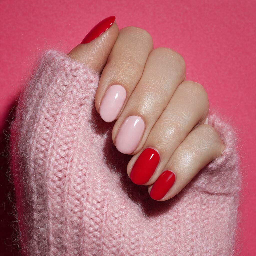 sweetheart red accent nails combine mostly soft