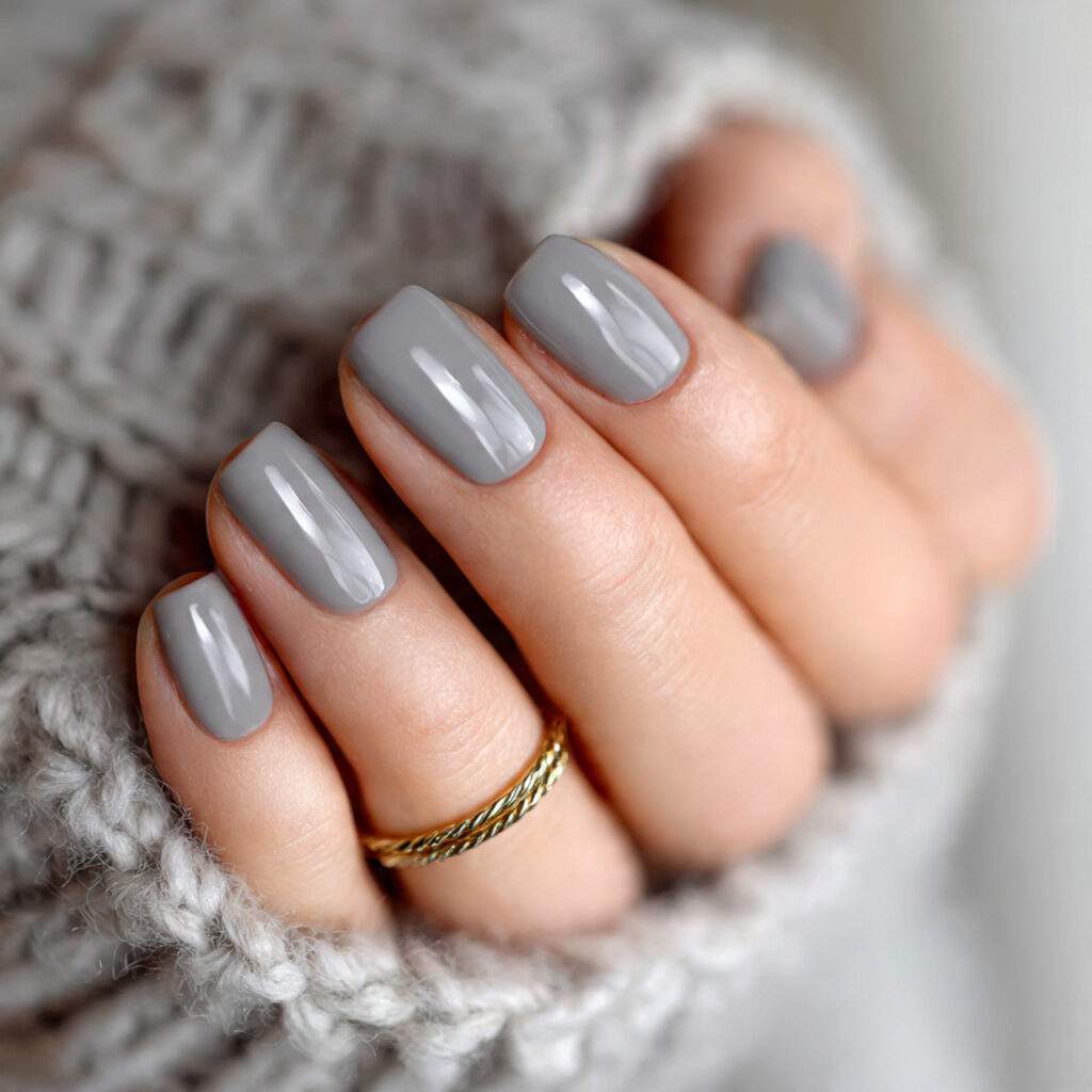 timeless grey january nails highlight simplicity and