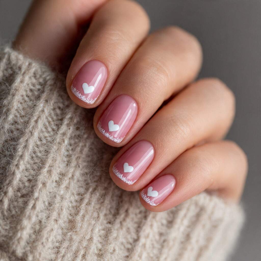 tiny heart border nails place small hearts