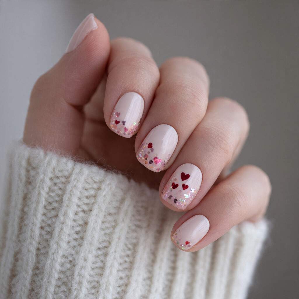 tiny love cluster nails feature small heart