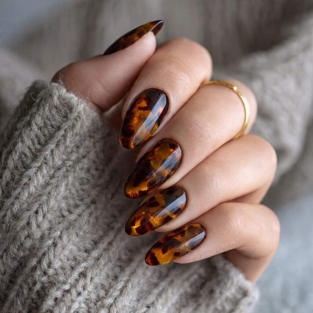 tortoiseshell nails look rich and stylish the