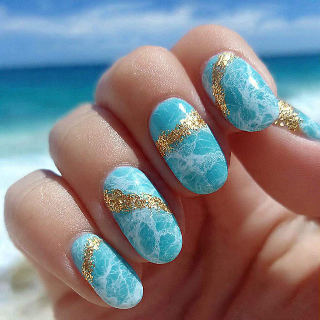 turquoise nails bring a bright and bold