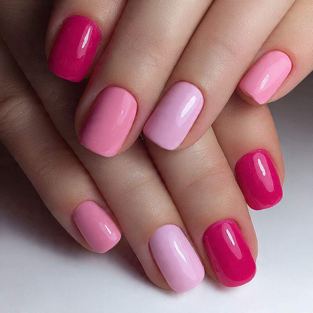 two tone pink nails feature different pink shades