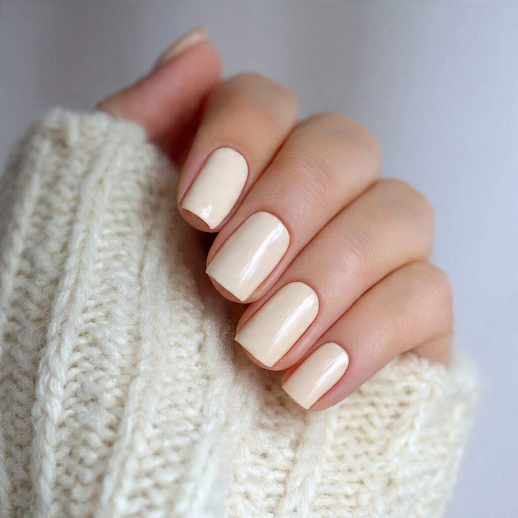 vanilla cream polish on nails