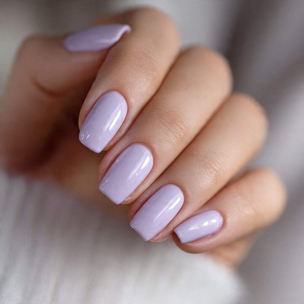 very pale lavender office nails sheer glossy