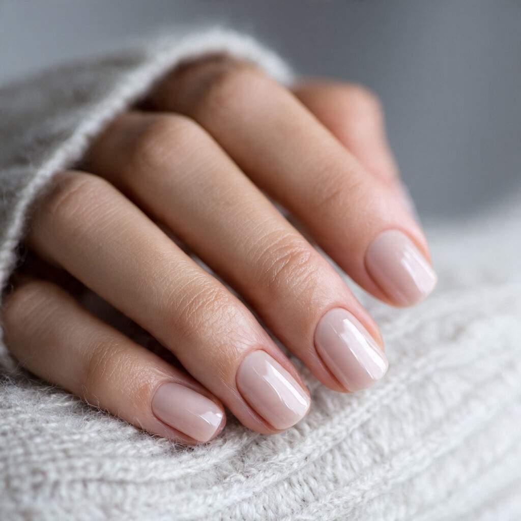 very short nails trimmed just past fingertips