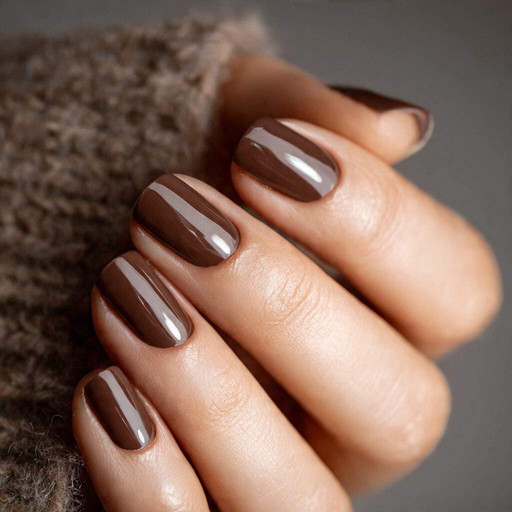 warm mocha short nails rich creamy brown