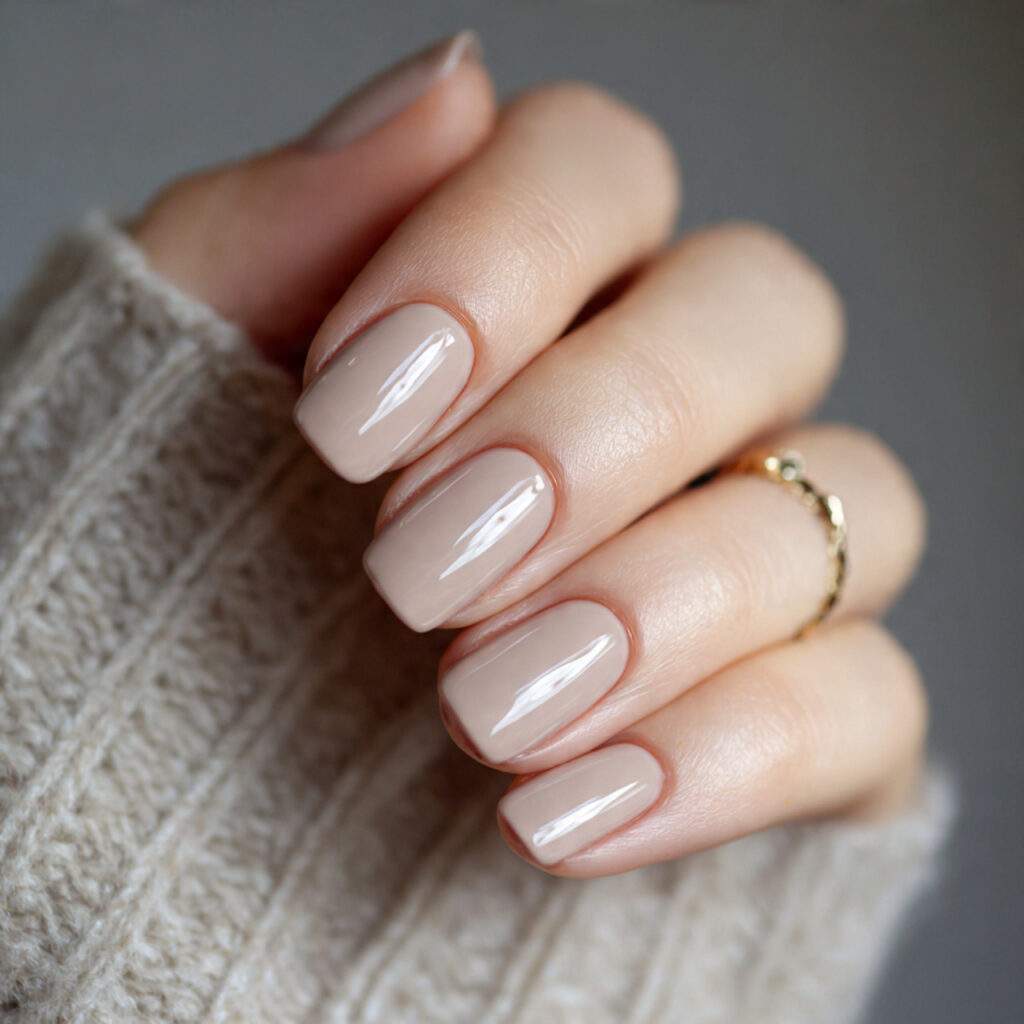 warm soft beige nail color with a
