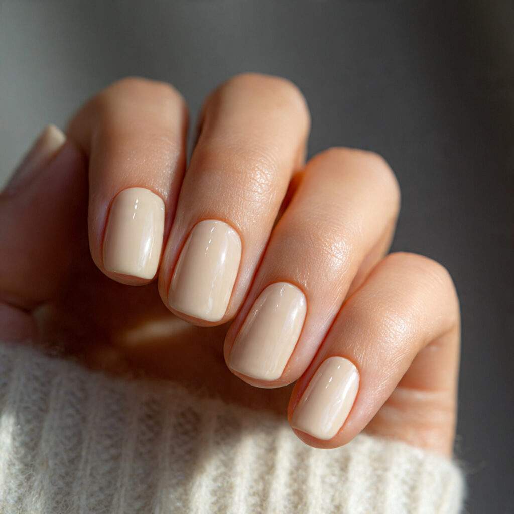 warm vanilla short nails creamy soft neutral