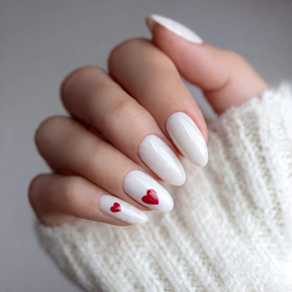 white base almond valentine nails create a