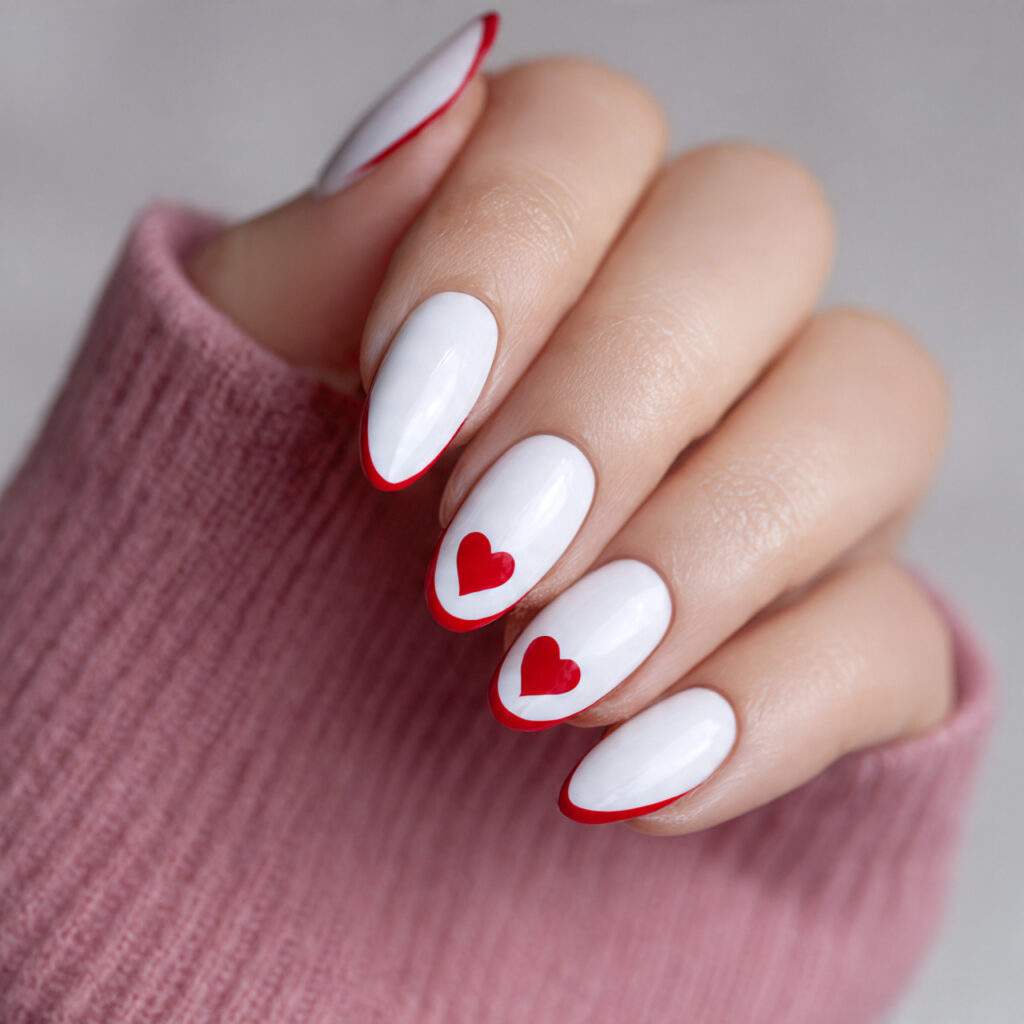 white base with red heart tips creates