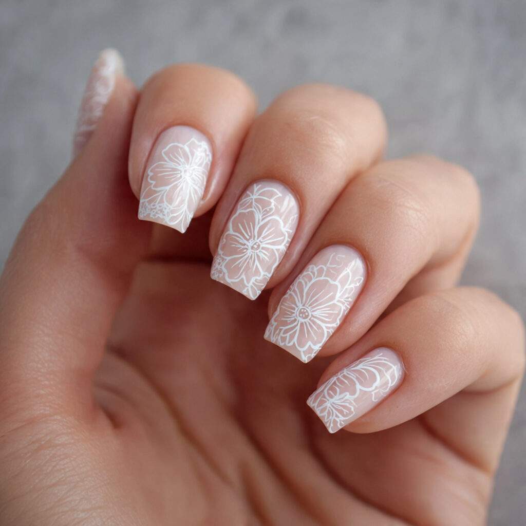 white floral outlines create a soft and