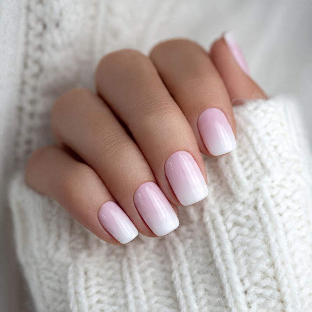 white nails with soft gradient effects soft