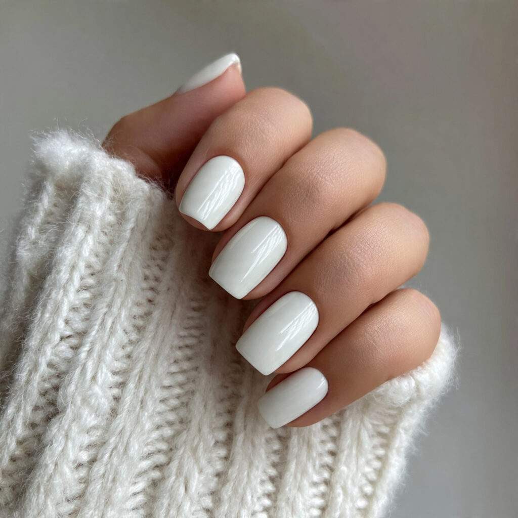 white short square winter nails that look
