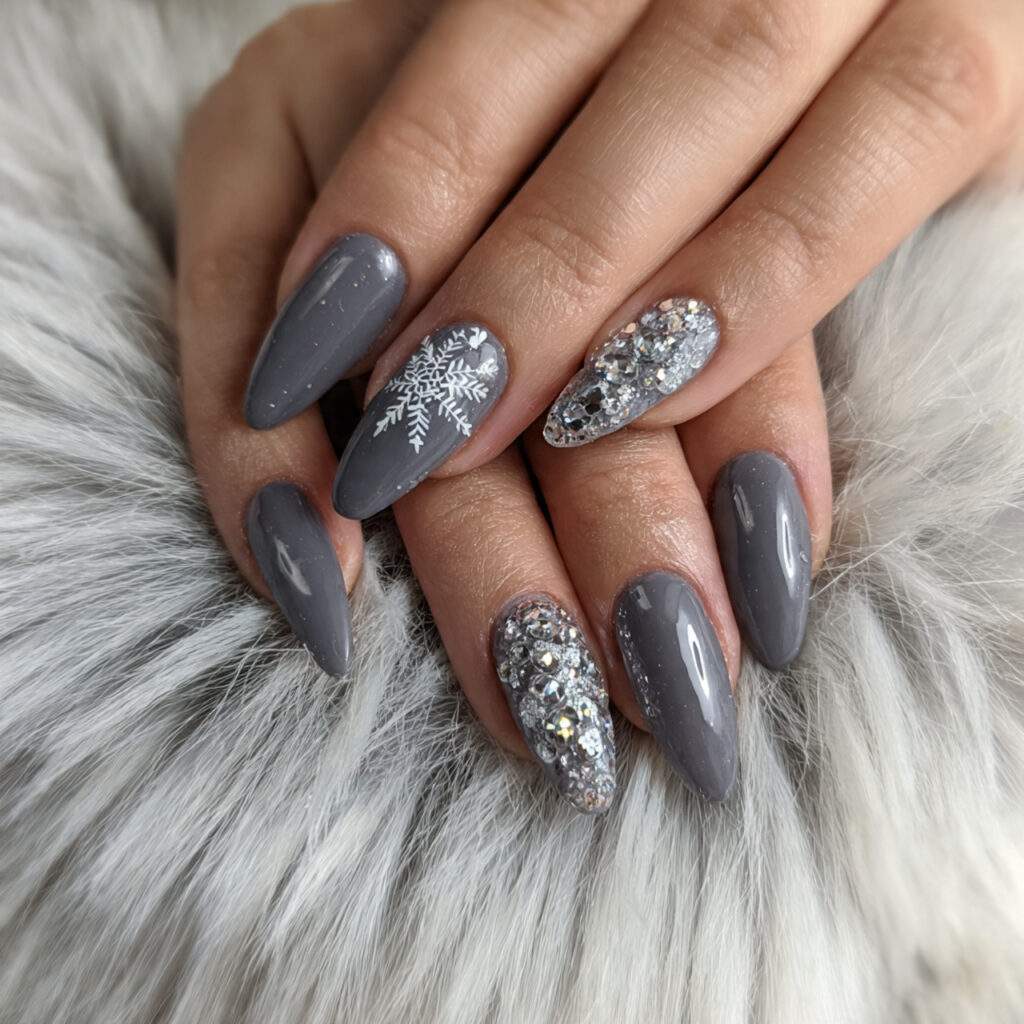 winter wonderland glam gray nails feel magical