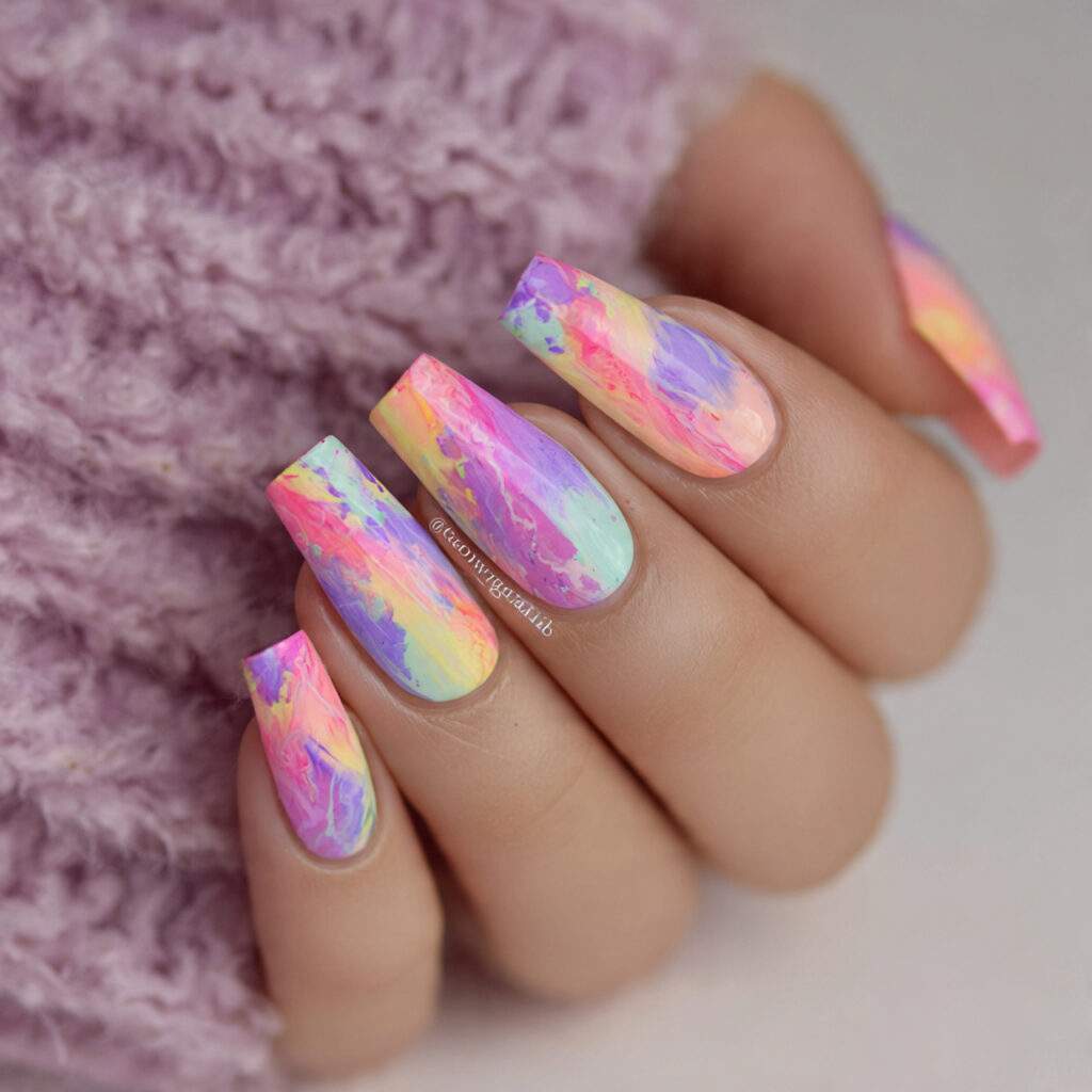 abstract spring art coffin nails with loose brush 2