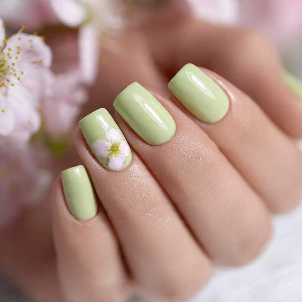 Floral Accent on One Nail