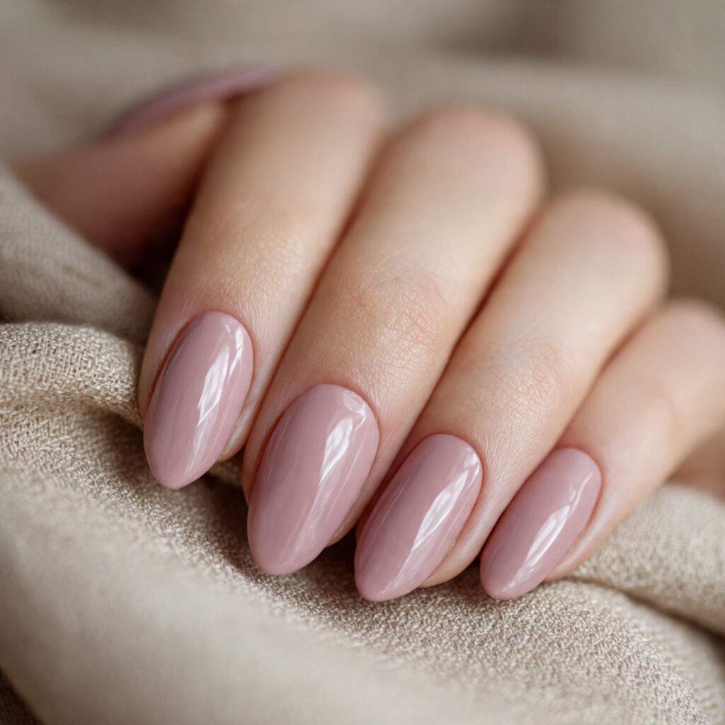 image of nails in dusty pale mauve gentle vintage