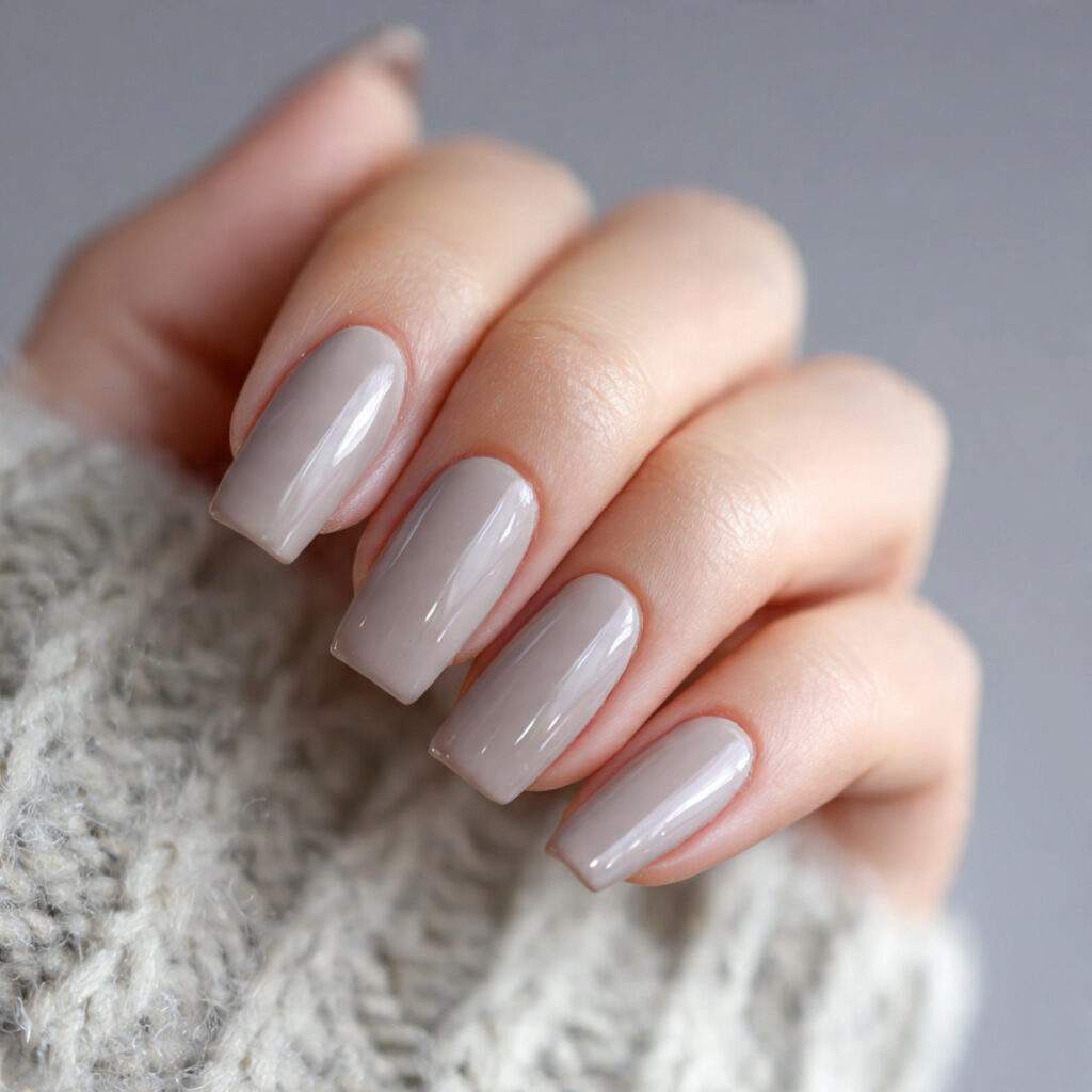 image of nails in light warm greige balanced and s