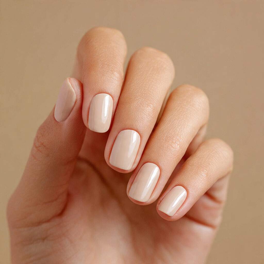 image of nails in warm light beige simple polished