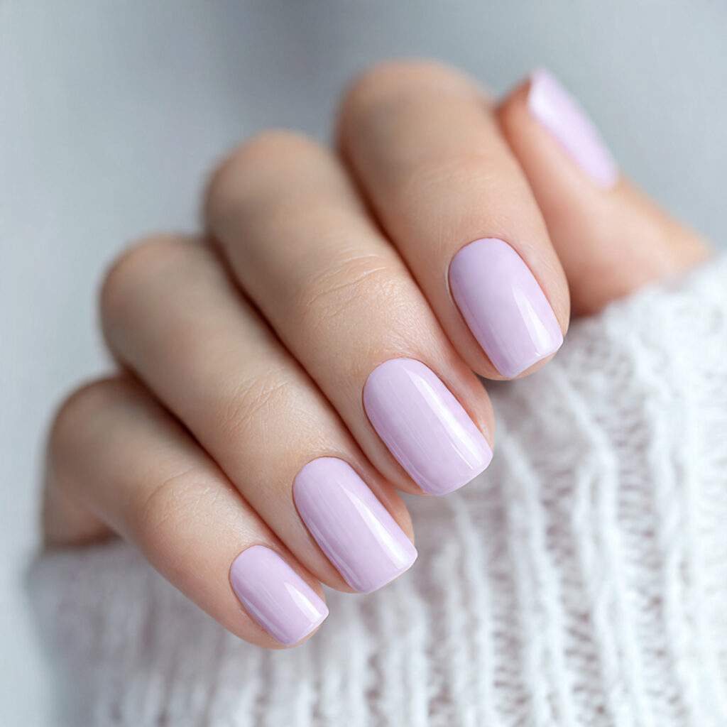 image of nails with very pale lavender polish mini