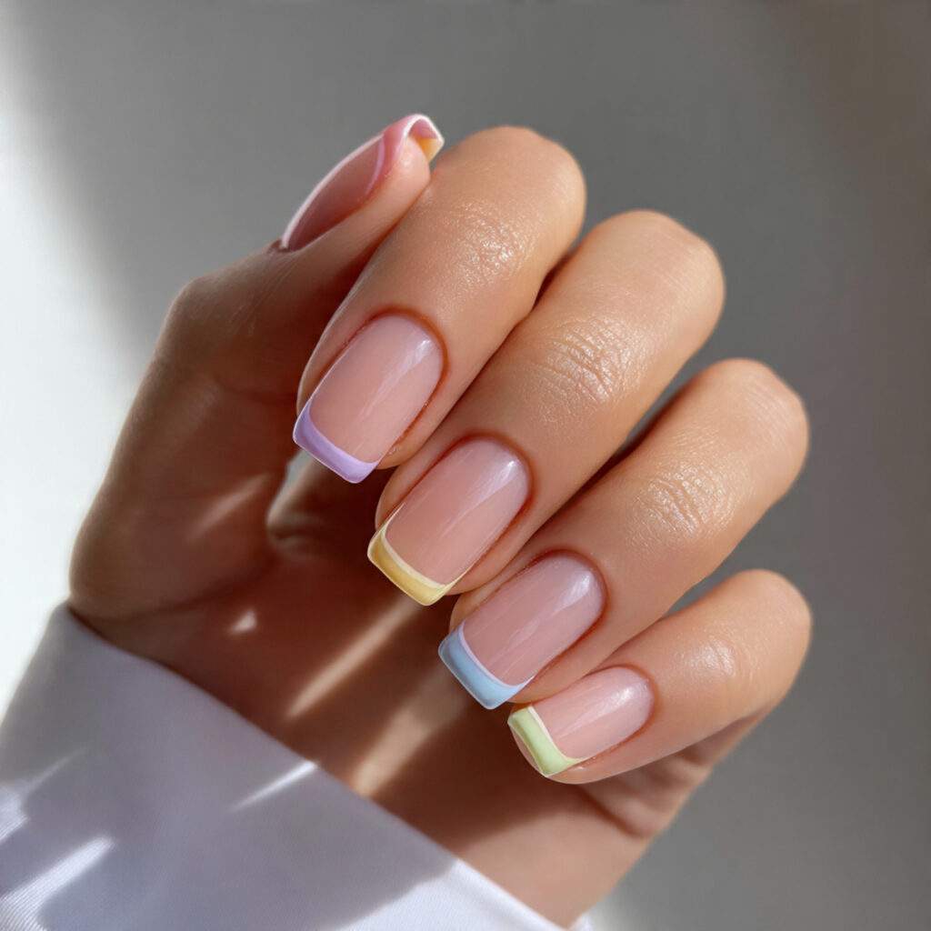 Modern Pastel French Tips