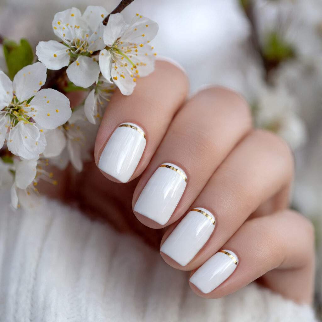 White with Gold Accent Line