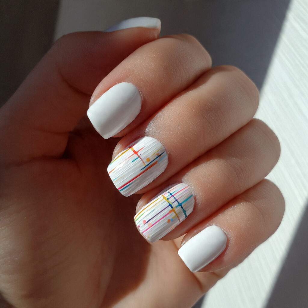 White with Pastel Abstract Lines
