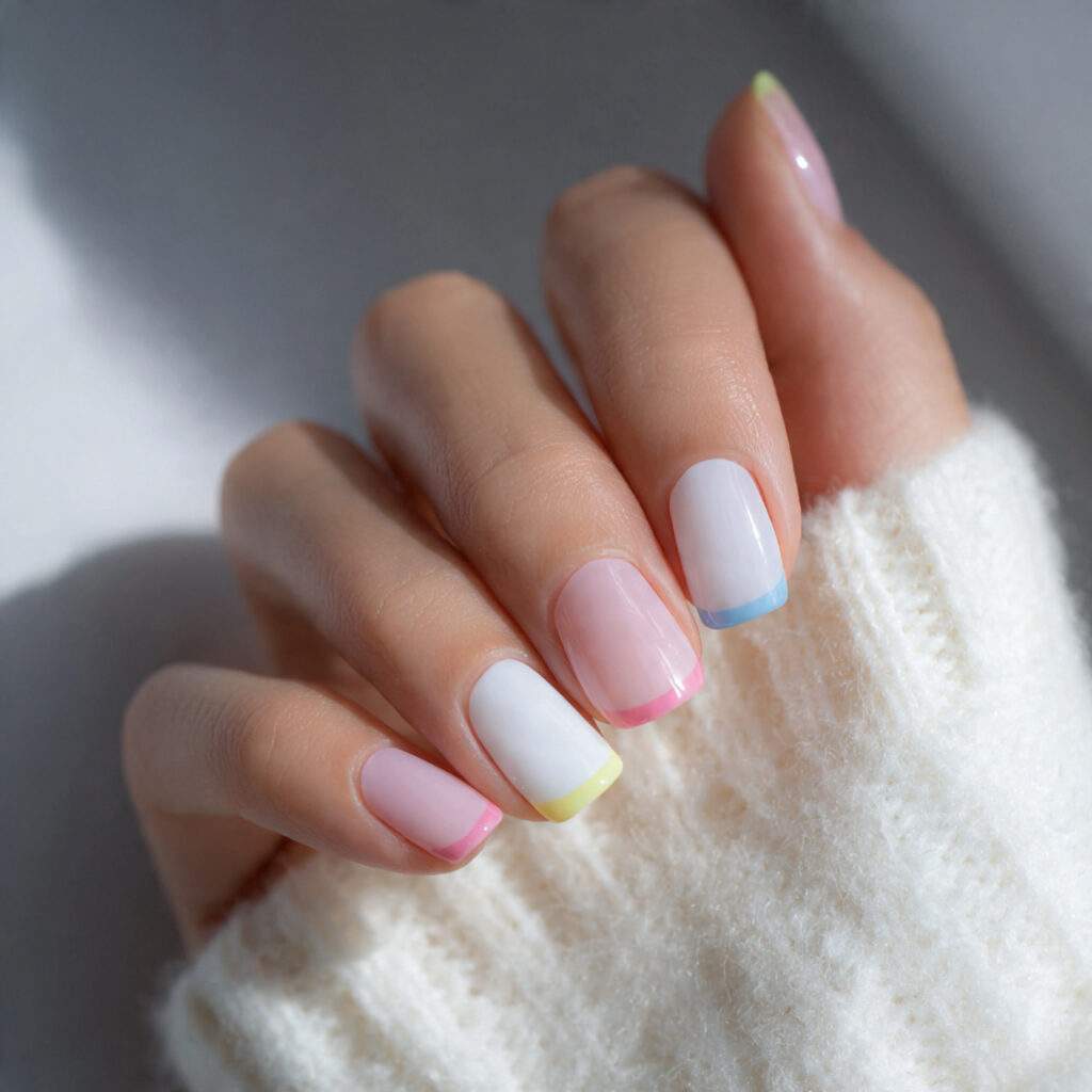 White with Pastel Tips