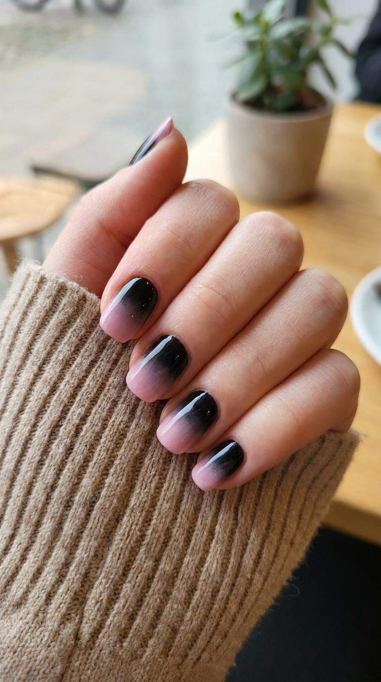 Black and Pastel Pink Ombre
