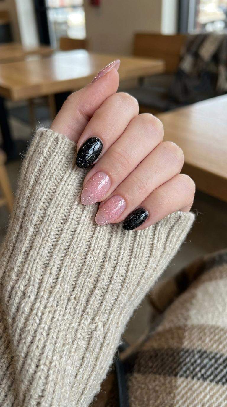 Black Glitter and Pink Sparkles