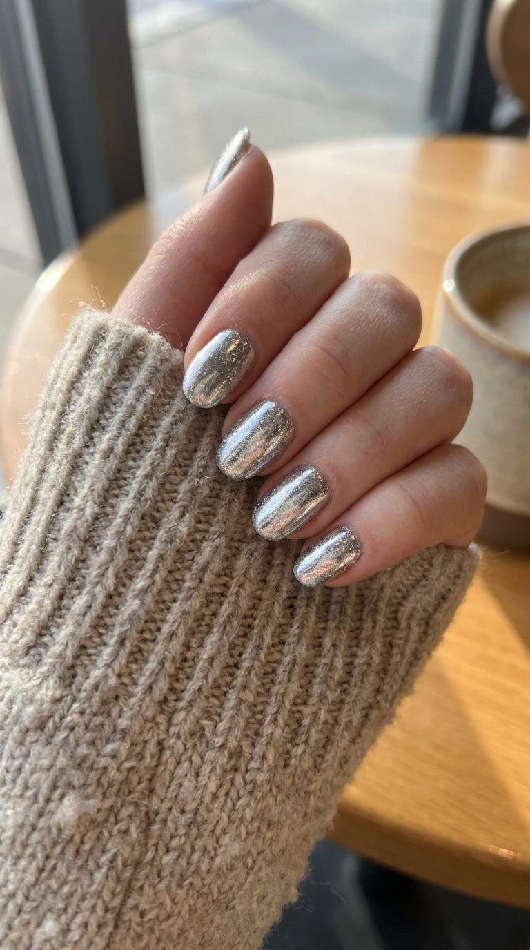 Chrome Mirror Glitter Nails