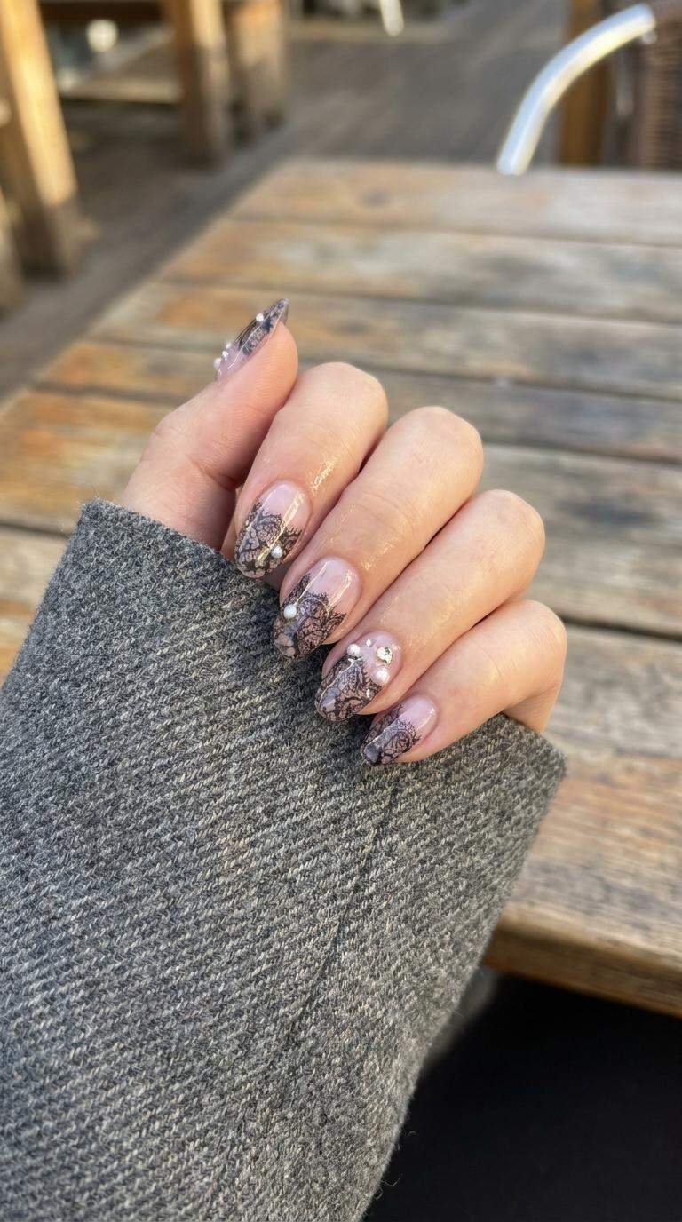 Ethereal Gothic Lace Nails
