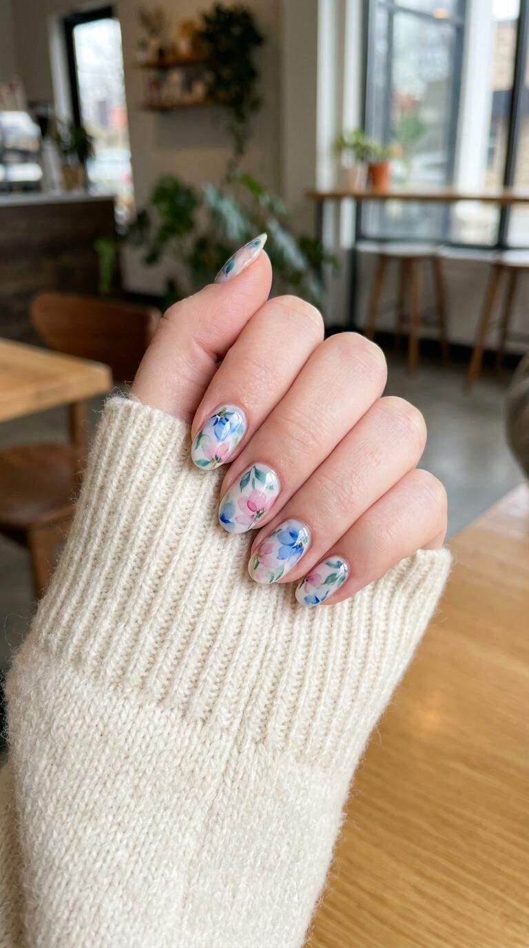 Floral Watercolor Nail Art