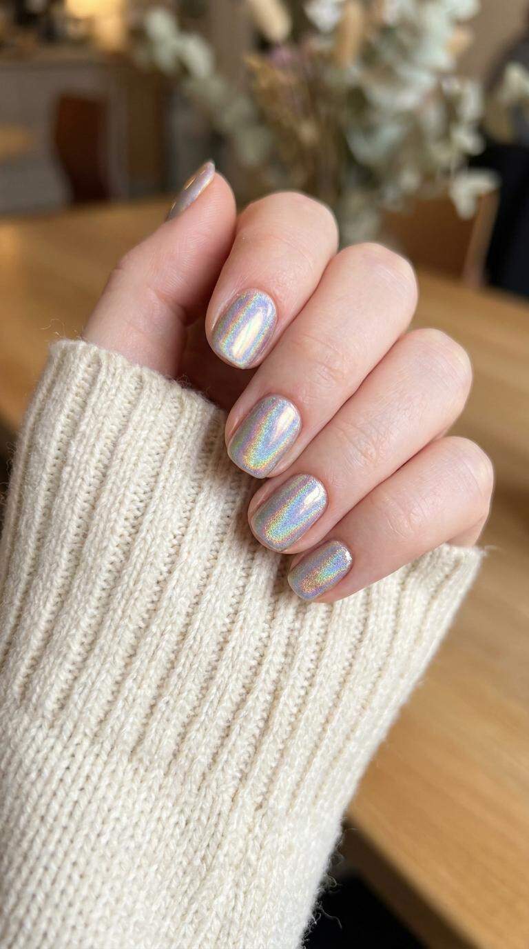Iridescent Rainbow Holographic Nails