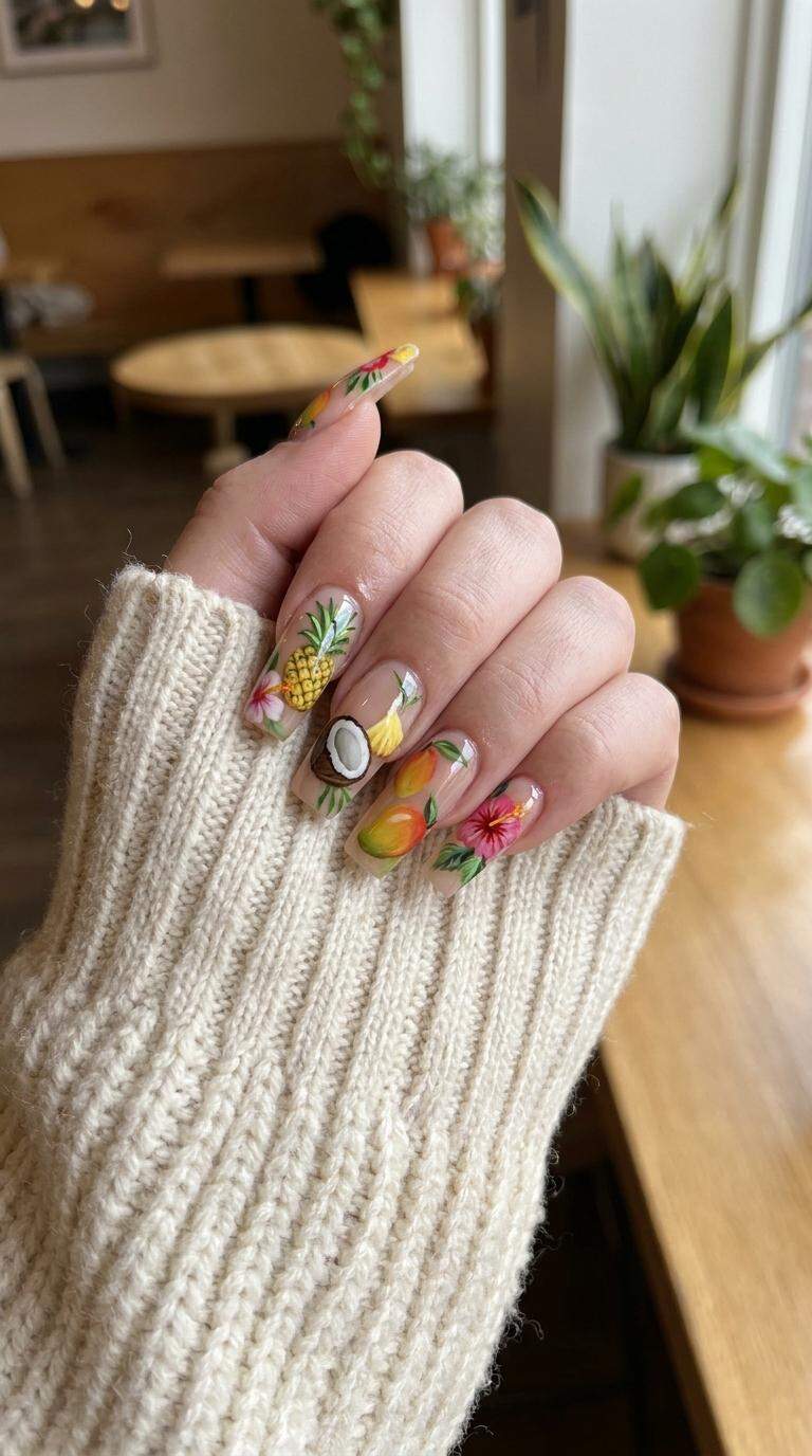 Island Fruit Acrylic Nails