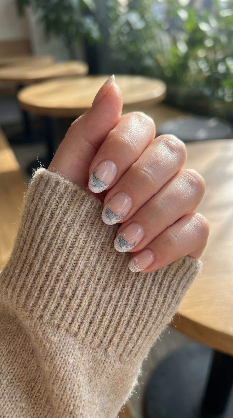 Light Whale Shark French Nail