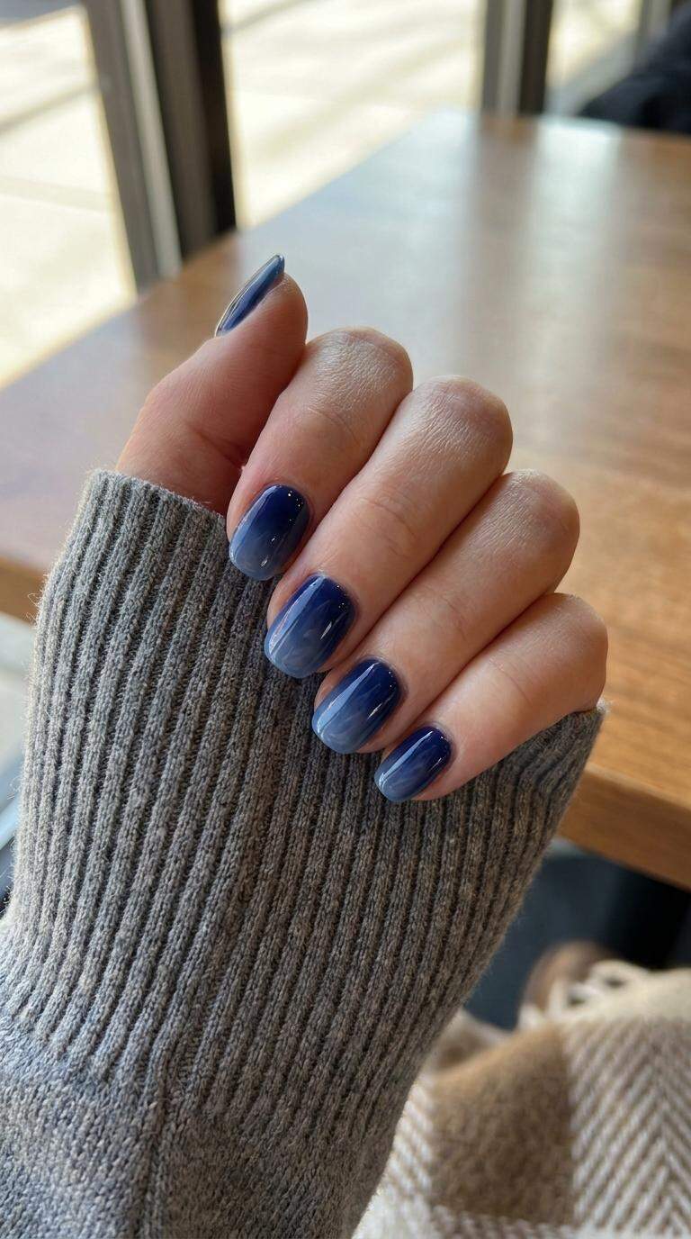 Navy Blue Ombre Nails