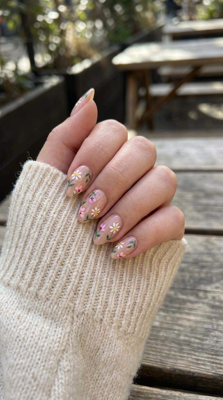 Nude Base with Spring Flower