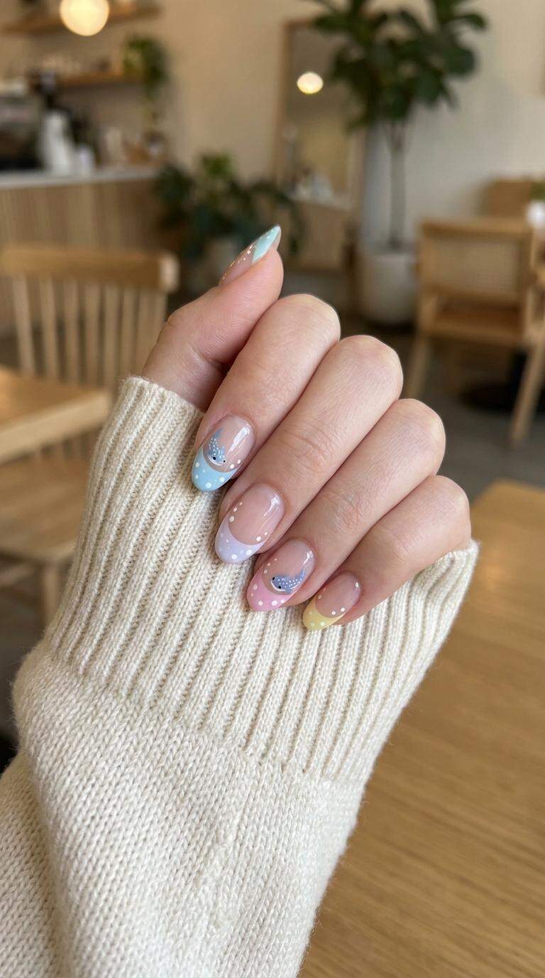 Pastel Whale Shark French Tips