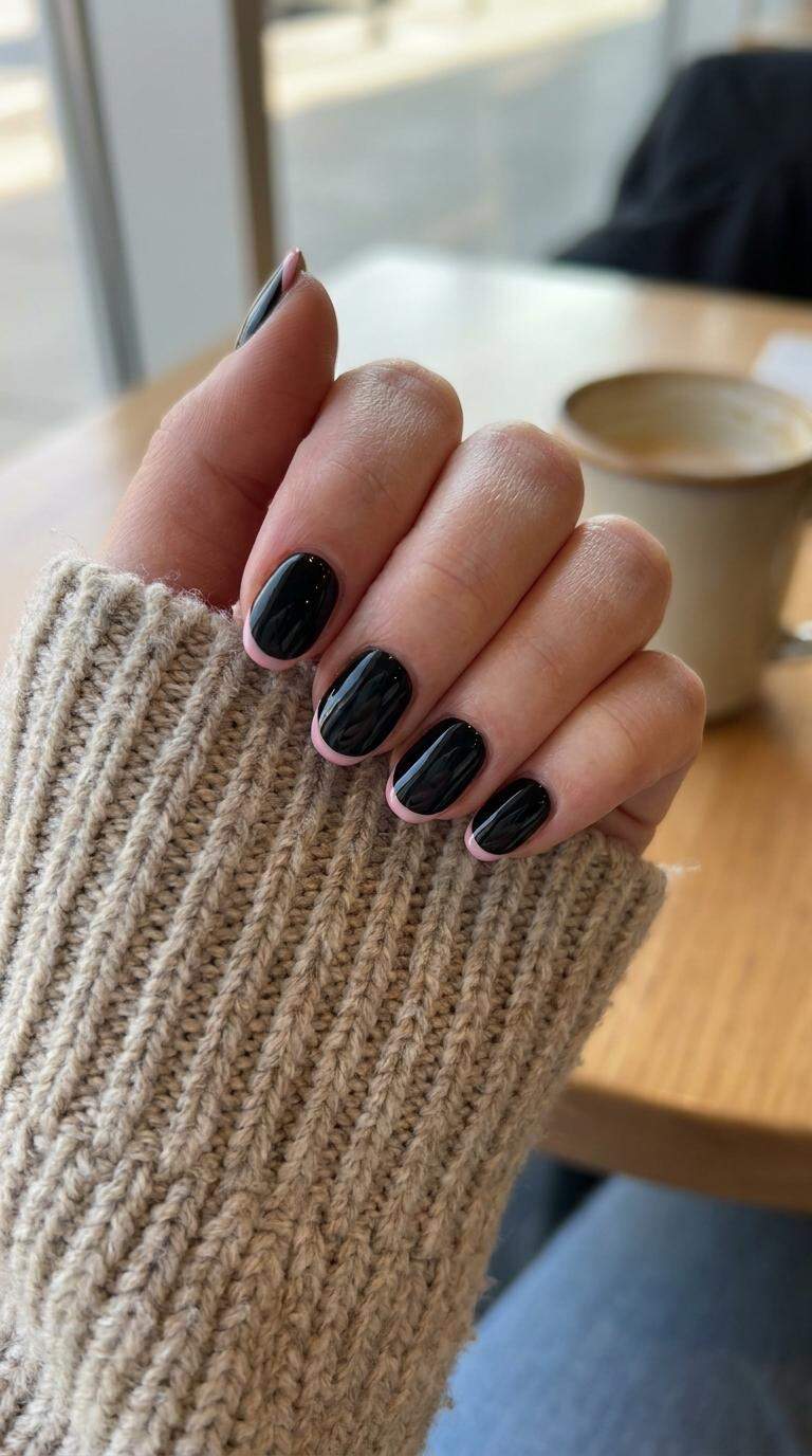 Pink Accent Fingertips with Black