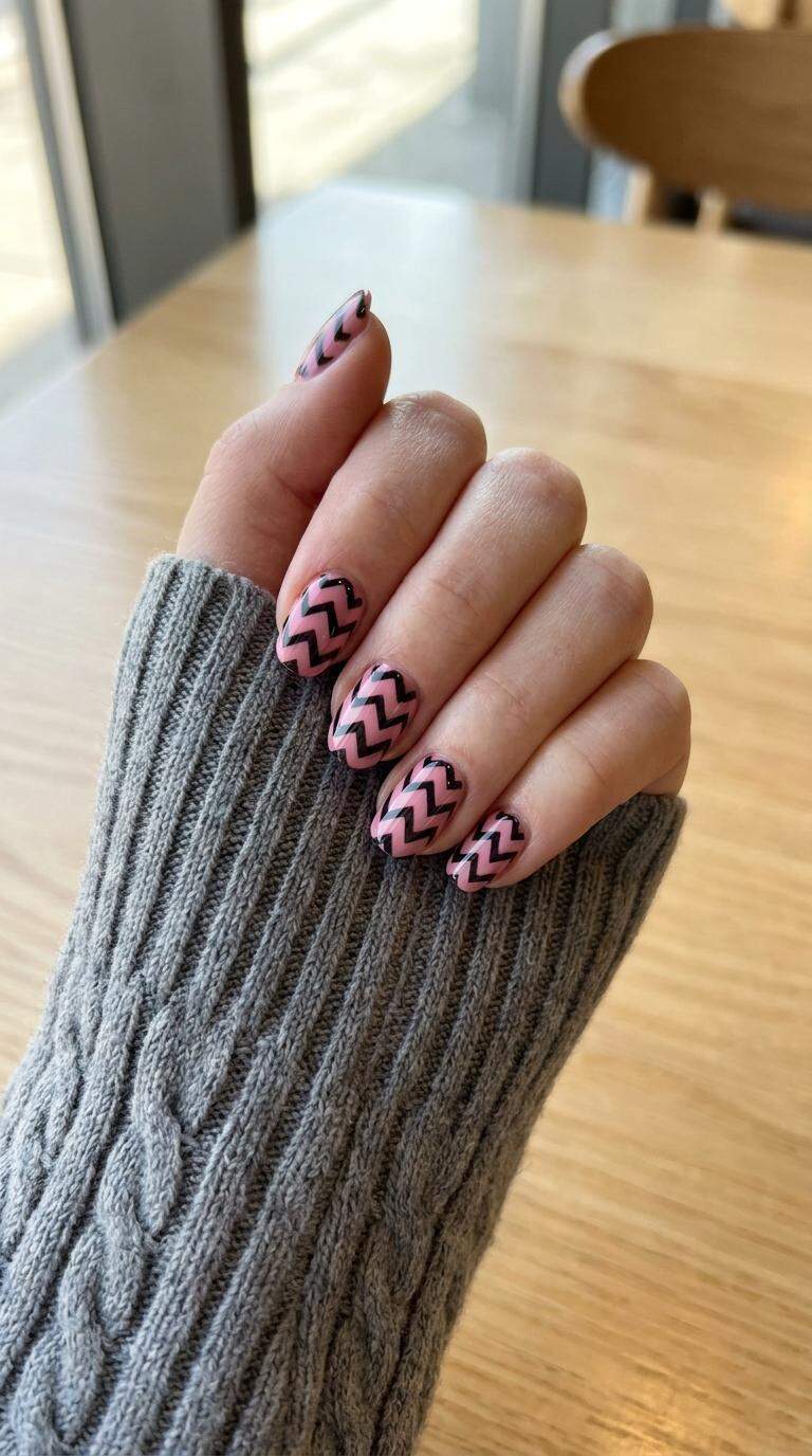 Pink and Black Zig Zag