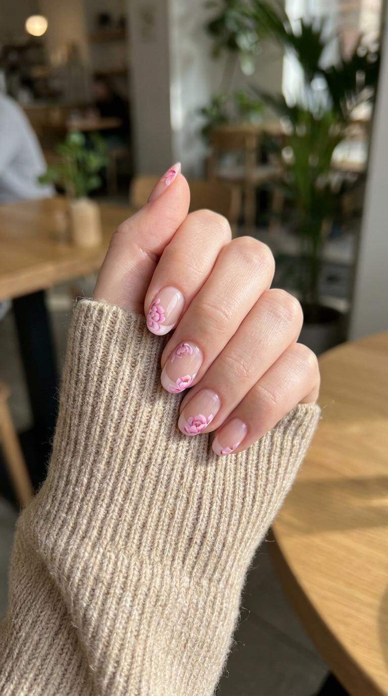 Pink Peony French Tip