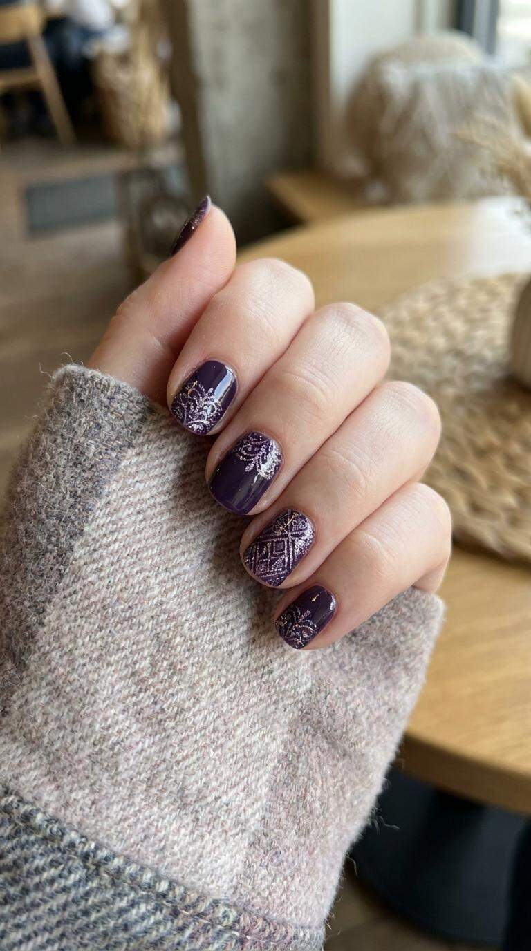 Purple Glitter Stamping