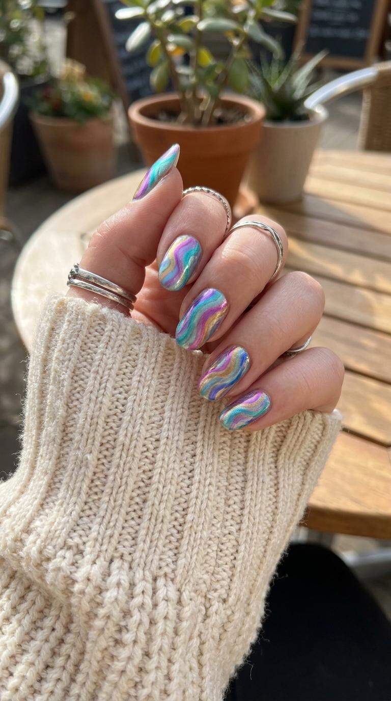 Rainbow Mermaid Hair Nails