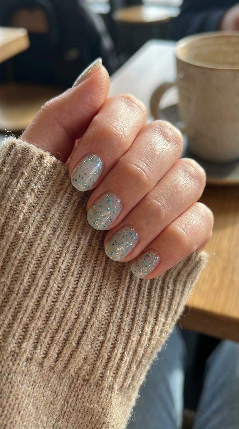 Sea Glass Glitter Nails