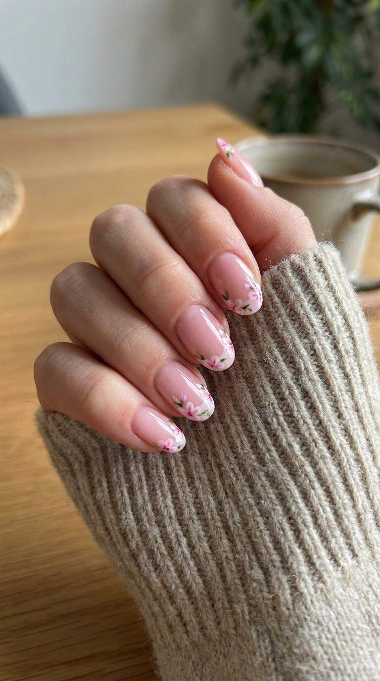 10 Most Elegant Floral Accented Almond Nail Styles
